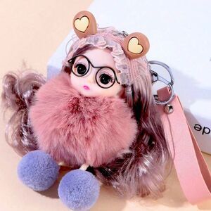 XMAS SALE Handmade Dusty Rose Plush Baby Doll Bag Charm Keychain